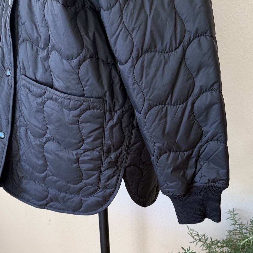 Madewell sz S Black Quilted Oversized Bomber Jacket Women’s like new condition - Picture 7 of 16